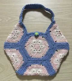 ハンドメイド 花モチーフ トートバッグ