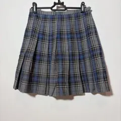 イーストボーイ グレー×青　チェック柄プリーツスカート
