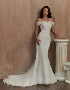 【新品未着用タグ付き】オフショルダーマーメイド ウェディングドレス