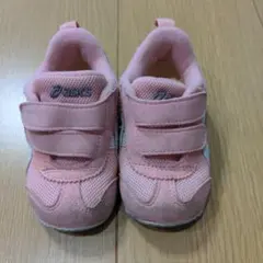 ASICS ピンク メッシュ スニーカー ベルト付き 13cm