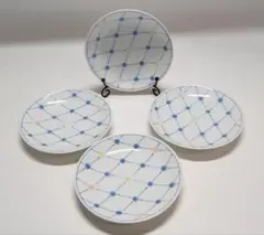 染付 網目文様 中皿 4点セット