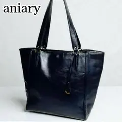 aniary トートバッグ レザー A4 PC 迷彩 底鋲 肩掛けネイビー