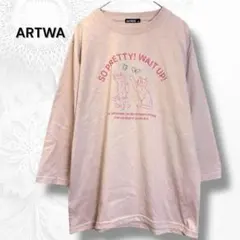 【アートウェーブ】 猫プリント ロングTシャツ カジュアル ゆったり M