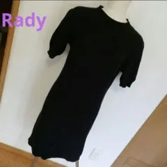 Rady 黒　鹿の子　半袖ニットワンピース　コットン