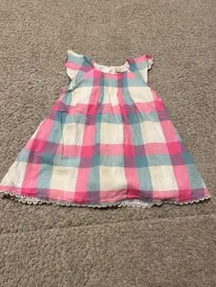 petit mainマドラスチェックピンクワンピース90cm