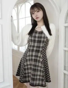 LIP SERVICE フェザーチェックアンサンブルワンピース