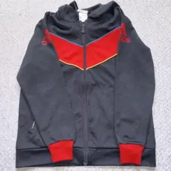 【美品】adidas Climalite パーカー ブラック/レッド　150
