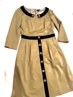 TOCCA トッカ 配色ワンピース ベージュ×ブラック サイズ2 七分袖 上品