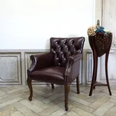 【英国ヴィンセントチェア】ラウンジチェア（ブラウン）アンティークテイスト