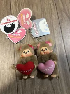 ハートモンチッチペアセット キーホルダー 新品タグ付き 赤とピンク