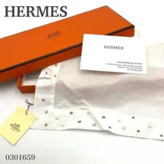 未使用 エルメス HELMES ハンカチ ドット コットン ホワイトのサムネイル