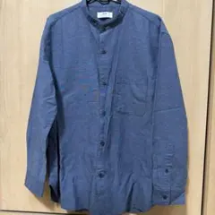 ユニクロ 新品 ダークブルー 長袖ボタンアップシャツ