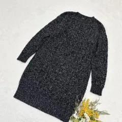 【ユニクロ】UNIQLO ヒートテックニットワンピース 白×黒MIX M ○