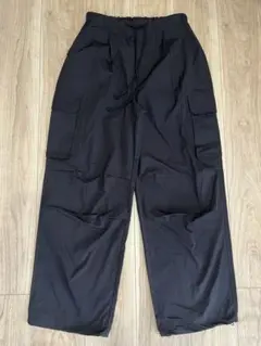 GU パラシュートカーゴパンツ ブラック 黒 L レディース ワイドパンツ 春夏