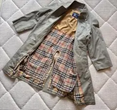 美品【バーバリーズ】ステンカラーコート ノバチェック 玉虫色 ライナー L相当