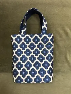 【ハンドメイド】フランス生地 トートバッグ サブバッグ ②ネイビーブルーのサムネイル
