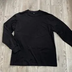 【美品】GU ジーユー　ブラック ヘビーウェイトクルーネックT(長袖)