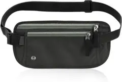 【多機能✨】セキュリティポーチ 薄型 RFID防止 ブラック　ウエストポーチ 黒