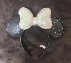 匿名配送　ディズニー キルティング カチューシャ スパンコール パール付き 黒のサムネイル