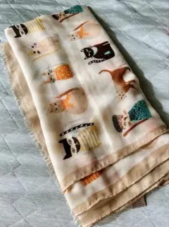 人気の子猫柄 薄手シフォンストール 日焼け対策にもOK【未使用】