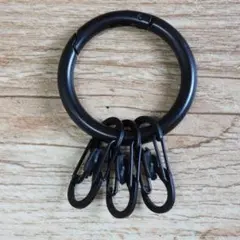 丸カン＆Ｓカンキーリング 50mm丸カラビナ＋ロック付きＳ型カラビナ BKxBK