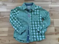 BRANSHES 緑と白のチェック柄 長袖シャツ 110