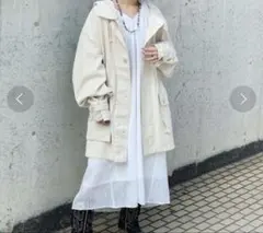 フード付き ミリタリーコート アイボリー