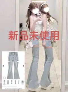 サイドカットアウトフレアデニムパンツ ［cu671］のサムネイル
