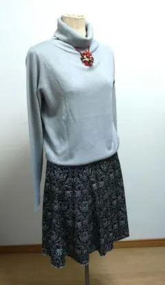 未使用 洗濯機で洗えるタートルネックニット グレー