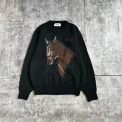 archive retro pattern knit horse animal