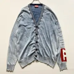【ディーゼル】 K-ZENO ブリーチ加工 ロゴ ニット カーディガン