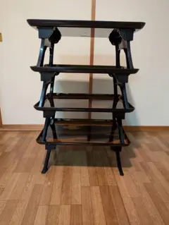 折りたたみ大名膳　黒金 波模様4個セット