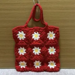 トートバッグ 花 レッド