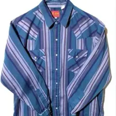 長袖シャツ XL 総柄 ストライプ ウェスタンシャツ 緑 グリーン 90年代