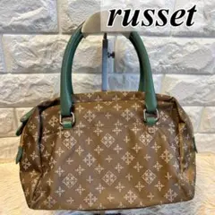 極美品　ラシット　russet モノグラム　ミニボストン　ベージュ×グリーン