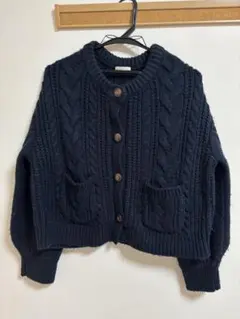 GU ネイビー ケーブルニットカーディガン Mサイズ