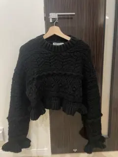 入手困難品　ZARA ブラック クロップドニットセーター おしゃれ　短いニット