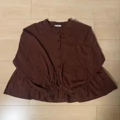 POU DOU DOU ギンガムチェック ペプラム ブラウス ブラウンのサムネイル