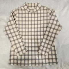 トップス ハイネック あたたかい 裏起毛 チェック柄 M〜L