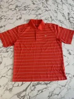 NIKE ゴルフ ポロシャツ オレンジ ストライプ メンズ サイズL
