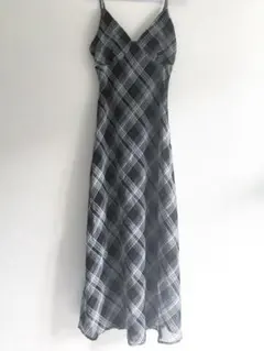 チェック柄 キャミワンピース ロング丈