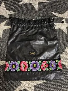 FELIER 花柄刺繍 黒ポーチ