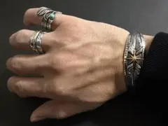 アメカジ　インディアンジュエリー　ブレスレット　バングル　フェザー　ターコイズのサムネイル