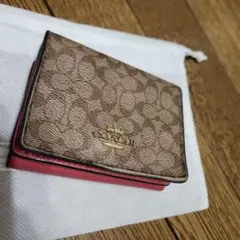 COACH 三つ折り財布 ブラウン/ピンク