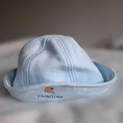 Familiar 水色 ベビー帽子 クマ刺繍 47