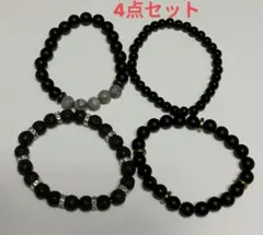 天然石　ビーズ　伸縮　ブレスレット　メンズ　スポーティー　カジュアル　ブラック