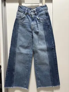 ZARA デニム パッチワーク ワイドレッグパンツ