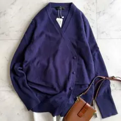 新品 ダーマコレクション LLサイズ カシミヤ100% vネックニット◆紫のサムネイル