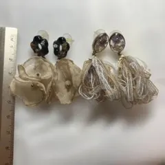 花モチーフのエレガントなピアス　ドライフラワー　ハンドメイド作品