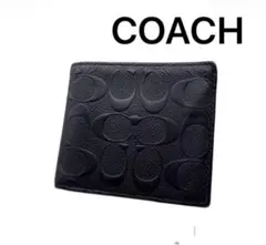 COACH 二つ折り財布 シグネチャー 黒 メンズ 人気 レザー お洒落